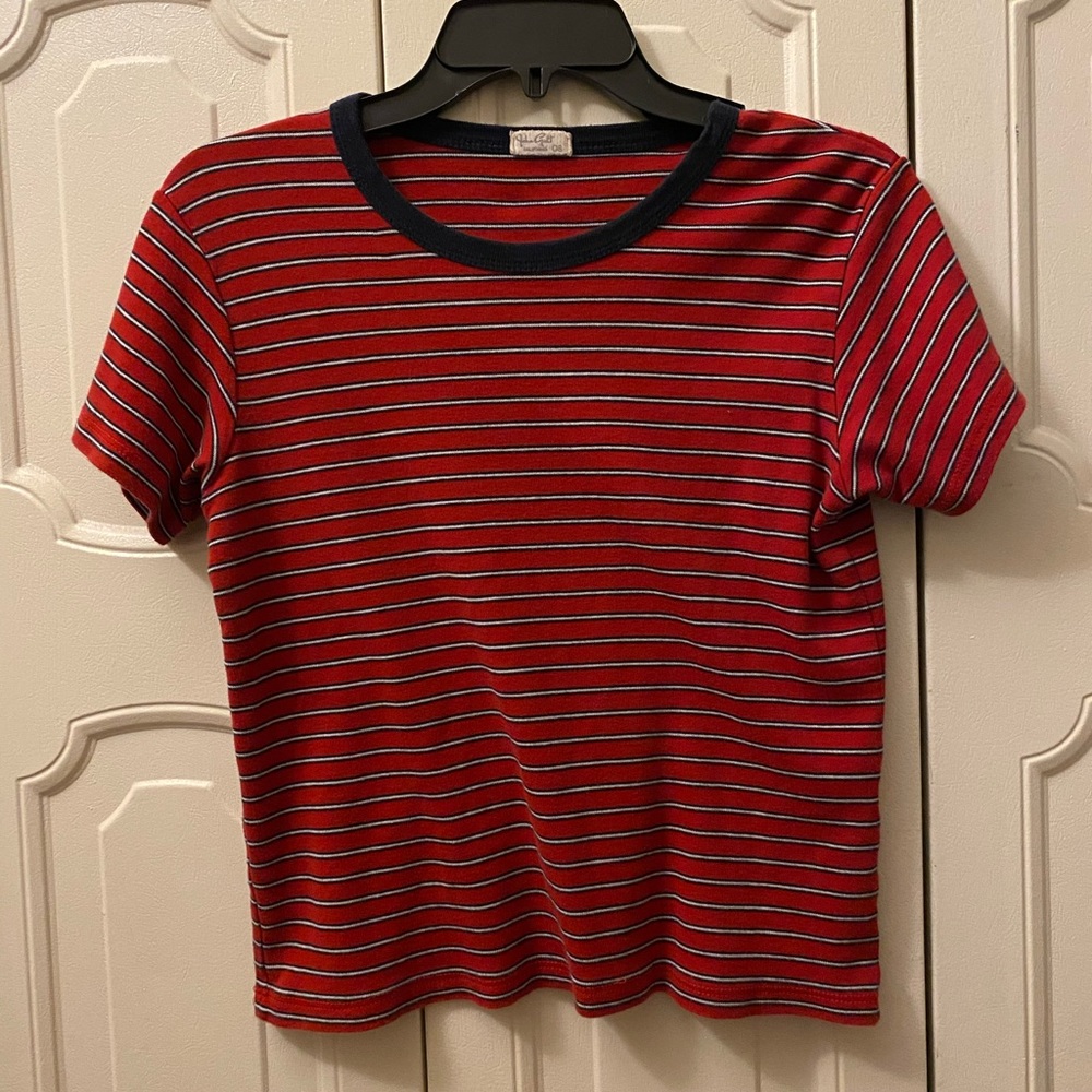 Red strip tee
